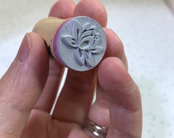 Lotus Rubber Stamp for gift tags, package stamping, jewelry making, clay stamping and more Y001