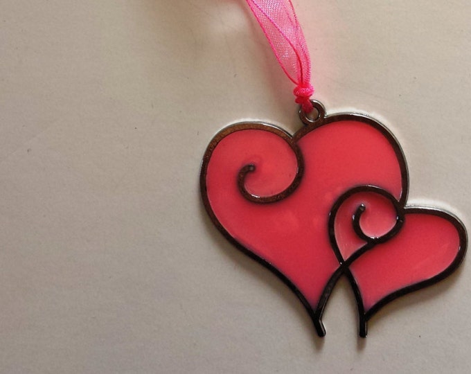 Pretty Pink Valentine Double Heart Decoration SALE PRICE