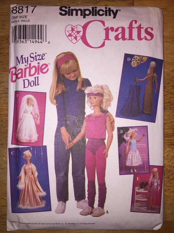 Simplicity Sewing Pattern 8817 My Size Barbie Doll Clothes for