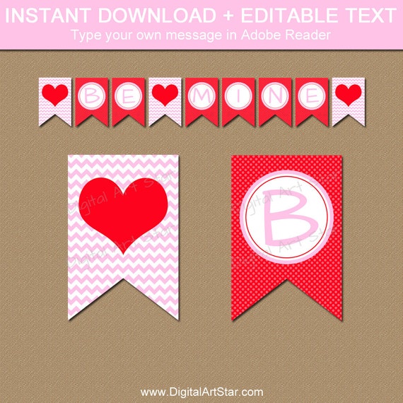 Valentines Banner Printable - Love Banner - Valentines Day Decor