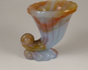 Vintage Akro Agate slag glass toothpick holder