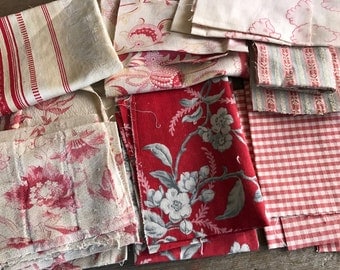 Historical French Fabric Collection, 1800s, Checks, Toiles, Ticking, Prints, Hemp, Linen, French Provincial, French Textiles, 1,5 sq Meters
