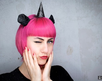Hair Circlet *Black Unicorn* - Fascinator | Festival and Party Accessory