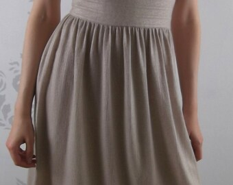 VINTAGE BEIGE DRESS 1970's Leslie Fay Size Small