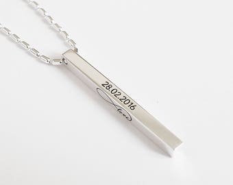 Personalized Bar necklace for Him - Custom necklace for Men - Kid Name necklace - Family necklace - Fathers Day Gift - KN01