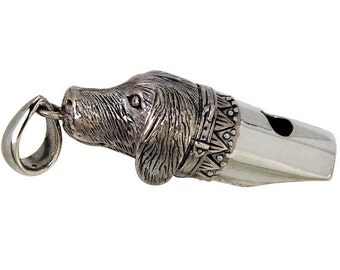 925 Sterling Silver Victorian Style Dog Whistle Pendant Charm
