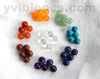 Natural Genuine Semi Precious Gemstone Chakra Beads Healing Yoga Bracelet Meditation Jewelry Making Supply Complete Collection Seven Chakras