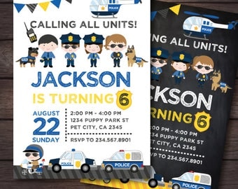 Police Invitation, Police Birthday Invitation, Police Birthday Party, DIGITAL, 2 Options