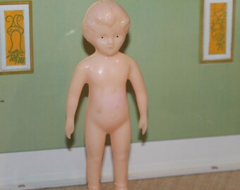 Dollhouse Mother doll, Mid Century toy doll, hard plastic doll, miniature nonmovable doll, free standing doll
