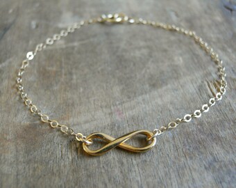 Gold Infinity Bracelet, Delicate Infinity Bracelet, Gold Bracelet, Minimal Gold Filled Bracelet, Dainty Everyday Gold Bracelet, #550