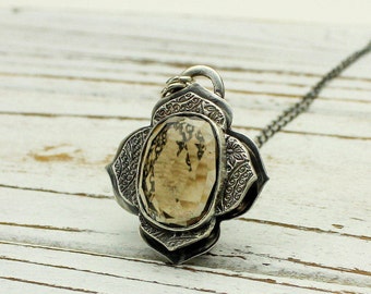 Smoky Quart Pendant Necklace Sterling Silver Statement Necklace