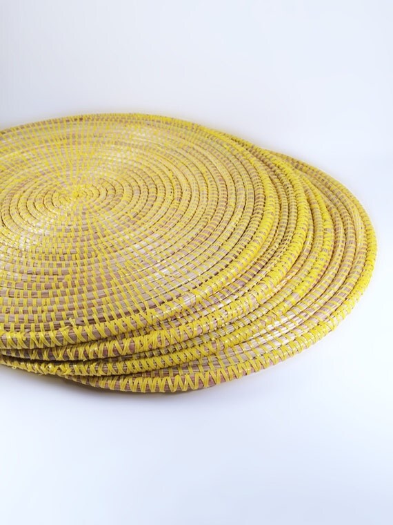 Hand Woven Coil Straw Placemats Set of 4 Large Straw
