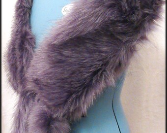 Luxury Long Pile , Gray Faux Fur Stole