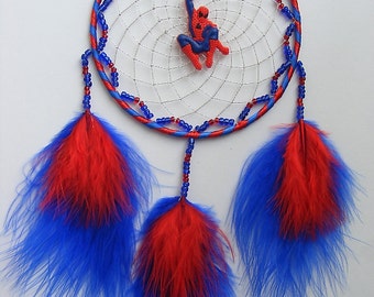 SPIDERMAN Blue & Red Personalised dreamcatcher boys / girls bedroom gift present