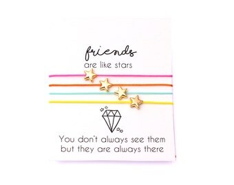 Best Friend Bracelet, Friendship Bracelet, Wish Bracelet, Star Bracelet, Friends are like stars, Best Friend Gift, Gift For Friend