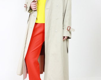 trench coat vtg 70s camel midi coat duster coat long coat beige coat a line medium large