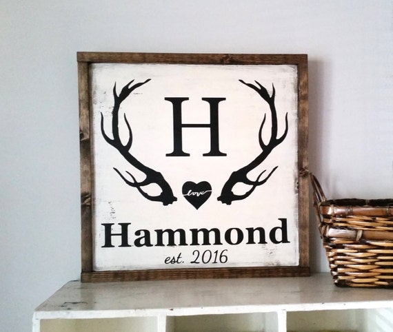 Items similar to Custom Stag Rustic Monogram Sign • Deer Antler Decor ...