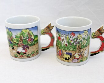 Two Vintage 1990s Novelty Easter Mugs Great Gift Idea