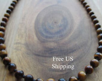 Men's Beaded Necklace with Tigereye, Men's Necklace, Mens Choker, Mens Necklace, Men's Beaded Necklace, Gift for Men, Men's Jewelry