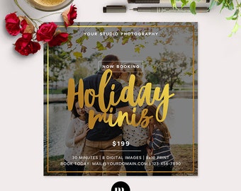 Christmas Mini Session Photoshop Template for Photographer - Photography Marketing Material - INSTANT DOWNLOAD - MS041