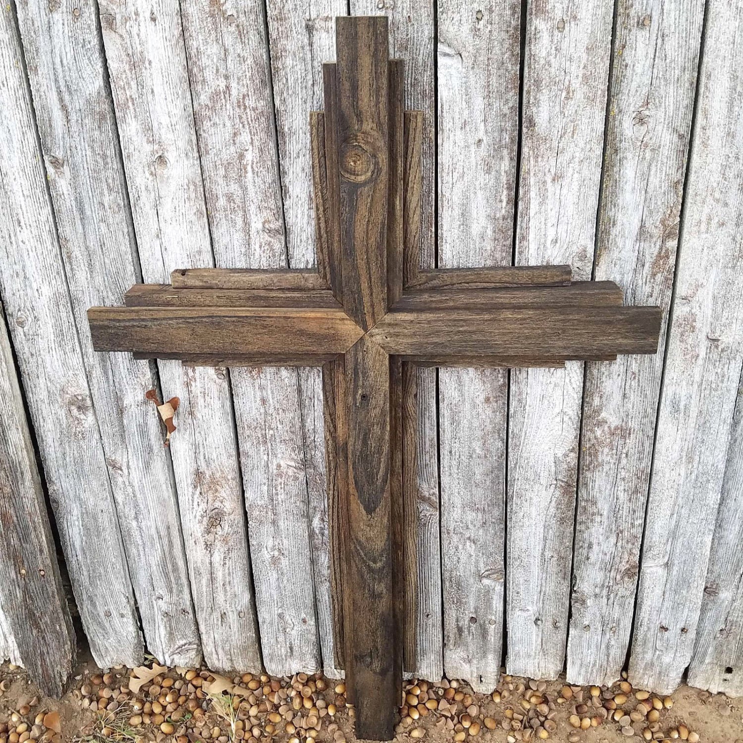 Reclaimed Wood and Unadorned Cross Large Wall Hanging Made