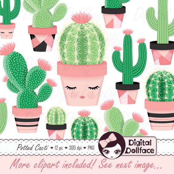 Cute Cactus Clipart Potted Clip Art Desert Cactus Printable