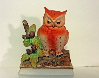 Vintage Owl Music Box, Towle Fine Porcelain Owl Figurine Music Box, Hand Painted