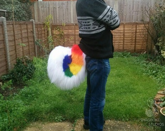 Rainbow Big Curly Husky Costume Tail