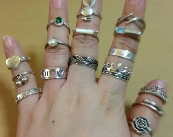 Assorted Lot of Sterling Rings. Different designs, sizes and prices.16 Pieces. Pick and Choose.