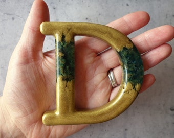 Decorative Letter D Wall Decor. Handmade Resin Letter, Gold Letter, Alphabet Letter, Wall Letter, Letter Monogram, Hanging Letter Art.