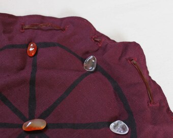 SALE Roman Game Bag: Dice Bag, Burgundy Travel Game, Hedgehog, Ancient Game, Classical Ancient Rome, Mola Rotunda, Game Pouch, Game for Two