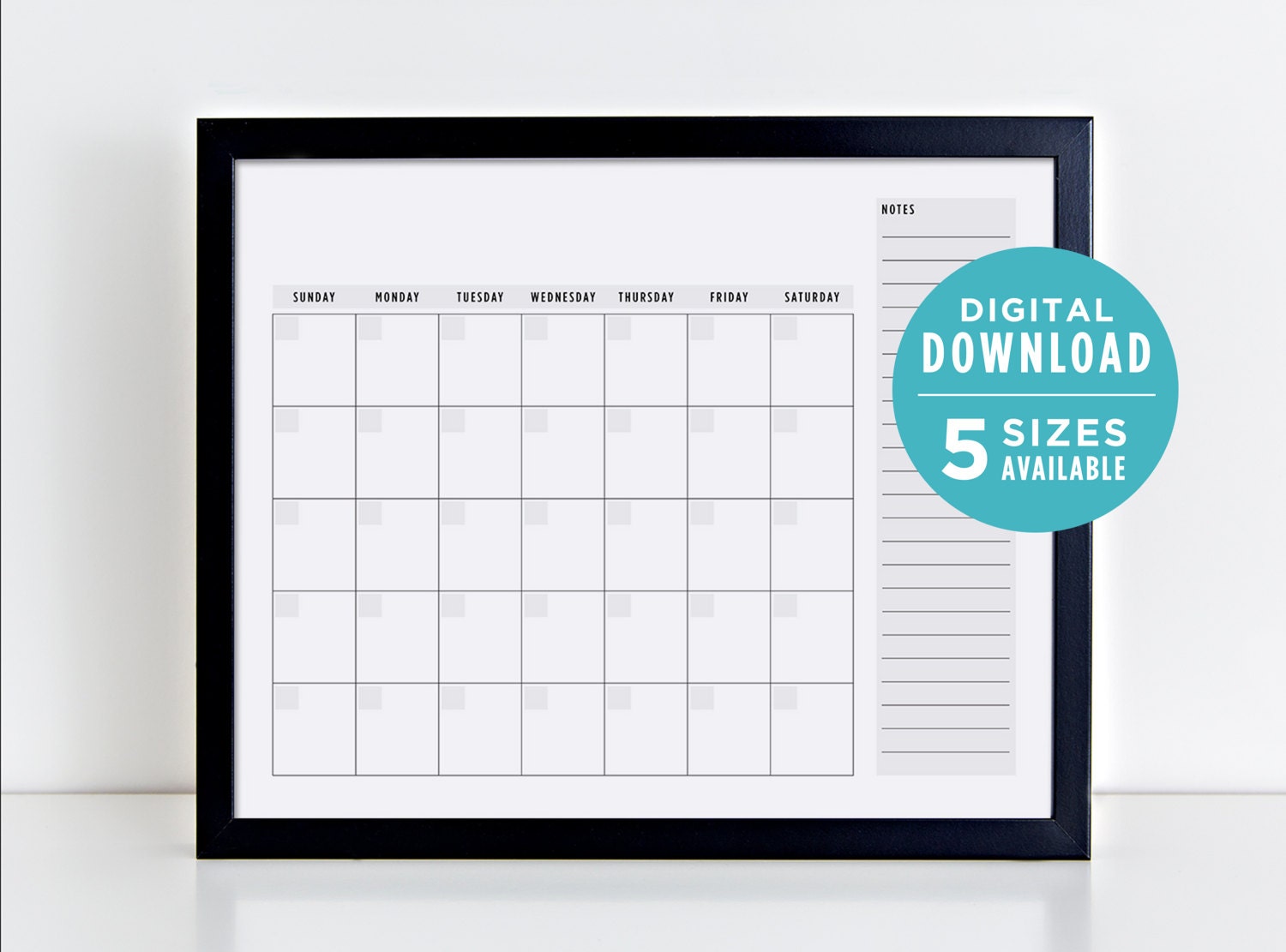 digital download calendar horizontal calendar family