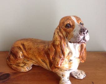 Dog Figurine, Basset Hound, Big Dog Figurine,Clay Dog Figurine,Hound, Dog Statue, Dog Figurine,Hound Dog, Animal Lover, Dog Figurine
