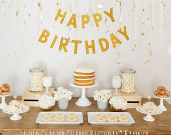 Happy Birthday Banner Birthday Party Decorations Damask