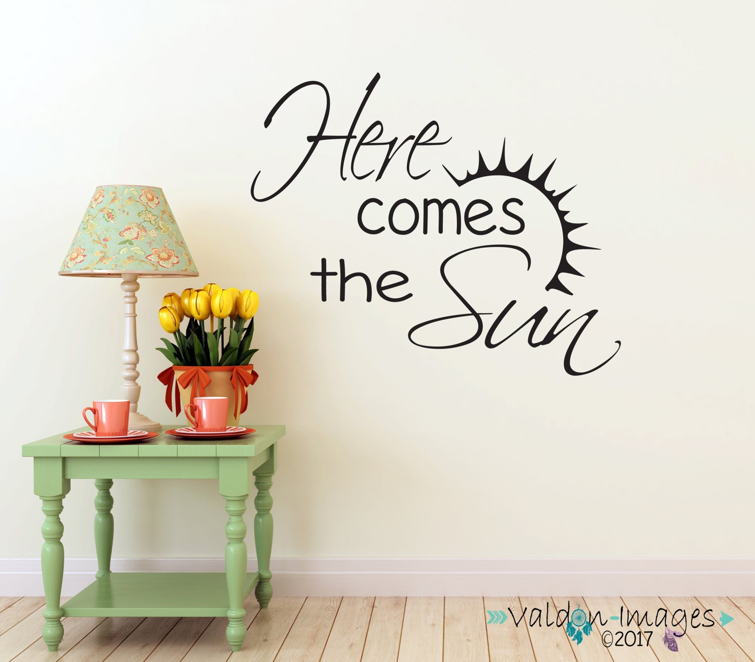 Here comes the sun wall decal quote wall decor inspirational