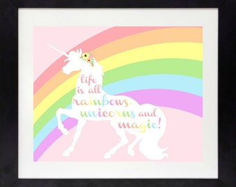 decorations art for party Unicorns is & Sign Life Rainbows all Unicorn Printable