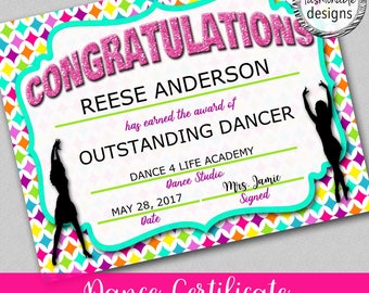 Dance certificate | Etsy