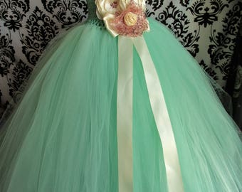 Mint Flower Girl Dress/Aqua Dress/Aqua Wedding/Girls' Dresses/Baby Girl Dresses/Mint Tulle dress/Rose Gold Dress/Wedding Dress/Portrait tutu