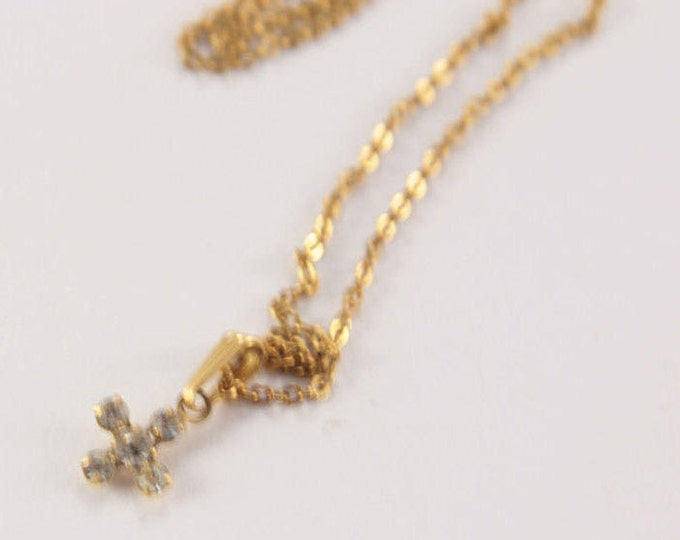Minimal Cross Necklace Retro Rhinestone Cross Tiny Crystal Pendant Gold Chain Baby Girl Present Cheap Necklace Up to 10 Inexpensive Gift