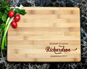 Couple Cutting Board, Engraved, Bamboo Board, Custom Cutting Board, Personalized, Wedding Gift, Housewarming Gift, Anniversary Gift-Monogram