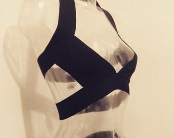 Elastic Bondage Bralet - Aurora lingerie pole dance elastic polewear stripper sexy bra unique fetish costume goth burlesque punk harness