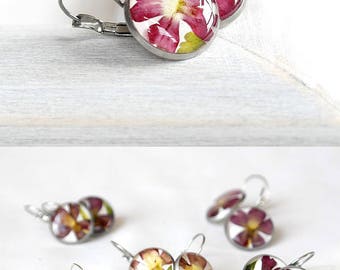 Floral jewelry present Ruby jewelry for girlfriend Red flower earrings for girlfriend Bright red jewelry Deep red jewelry Garnet earrings