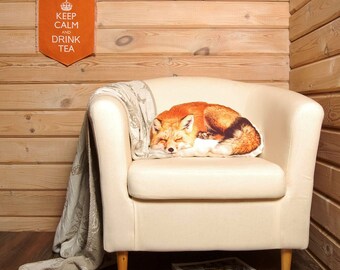 Awesome fox pillow, birthday gift for her, rustic home decor, woodland nursery decor, fox stuffed animal, forest animals, fox plush