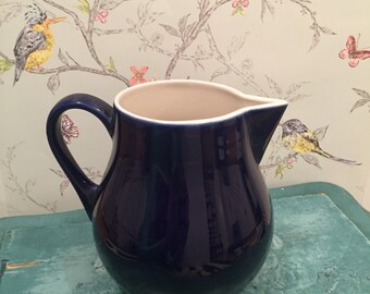 Cobalt Blue Hall China Co. Pitcher #1247, Heavy Hall Blue Pitcher, Hall Pottery Water Pitcher