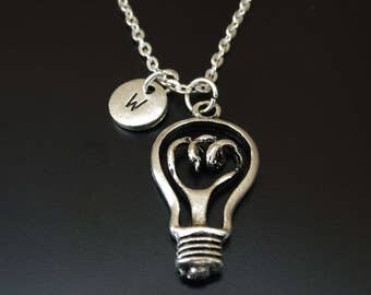 Light Bulb Necklace, Light Bulb Charm, Light Bulb Pendant, Light Bulb Jewelry, Science Necklace, Science Jewelry,Science Teacher,Electrician