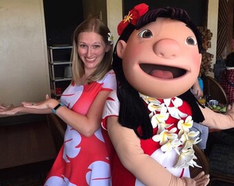 Adult Lilo Lilo and Stitch Inspired Short Sleeve Skater Dress