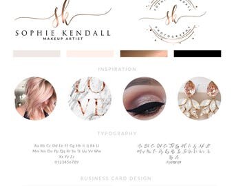Makeup Logo Design, Lashes Logo Design, Rose gold Branding kit, Makeup Rose Gold makeup Branding Package, stamp, Photography Logo watermark