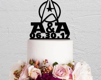 Star Trek Cake Topper,Wedding Cake Topper,Custom Cake Topper With Initials And Date,Initials Cake Topper,Couple Cake Topper