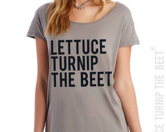 lettuce turnip the beet ® trademark brand OFFICIAL SITE - clay women's t shirt with classic black logo - yoga, crossfit, zumba, barre, music