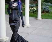Gothic Mermaid Fetish Gown - Vampire Dark Goth Wedding Distressed Punk- Masquerade Queen - Custom to Order